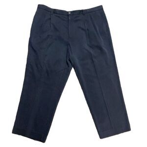 Tommy Bahama Navy Silk Bamboo Double Pleat Classic Trouser Pant Size 42 X 27.5